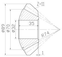 Tangan Kiri Carbon Steel Straight Bevel Gear 20 Pressure Angle 346 353 1014